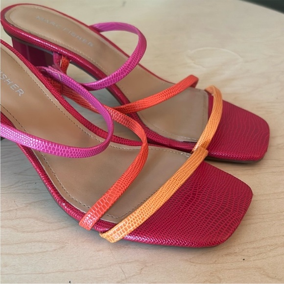Marc Fisher Pink and Orange Strappy Heels - Picture 2 of 5
